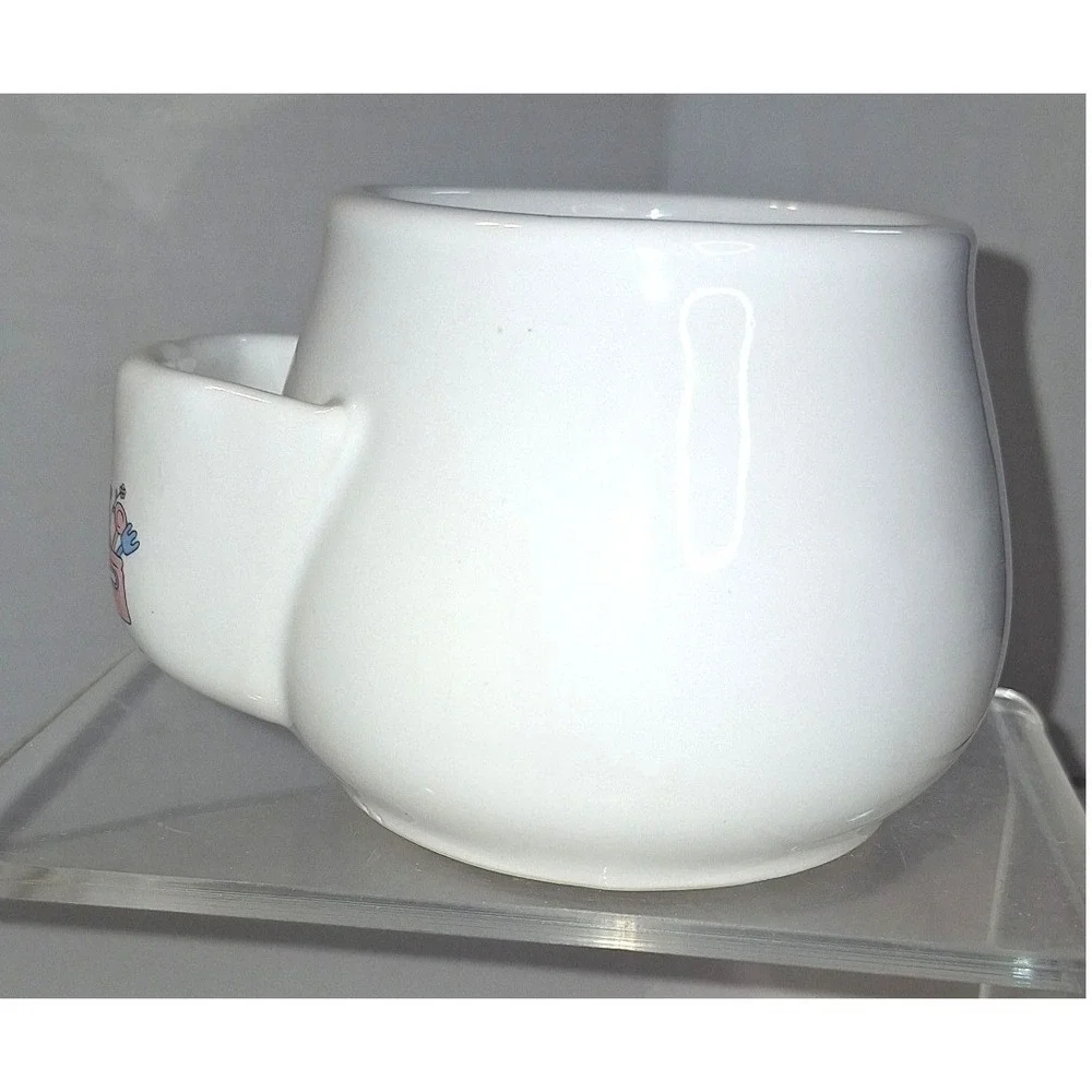 Vintage White Ceramic tea bag holder mug Cat Kitten Heart Cottagecore Tea Cup